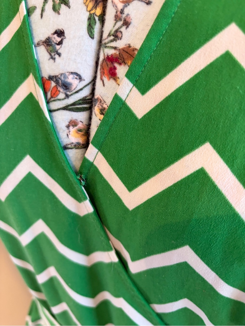 Who What Wear Green and White Chevron Wrap Midi Dress - Picture 4 of 6